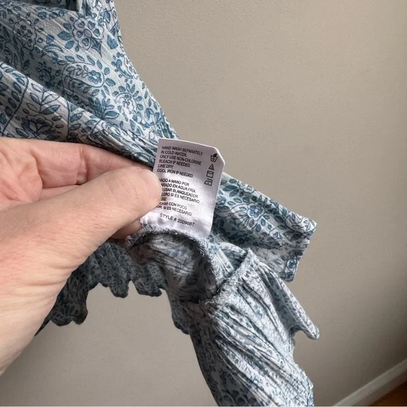 Patrons of Peace Blue Paisley Sleeveless Top – Size Large, Boho Peplum, Slight C - Picture 6 of 9